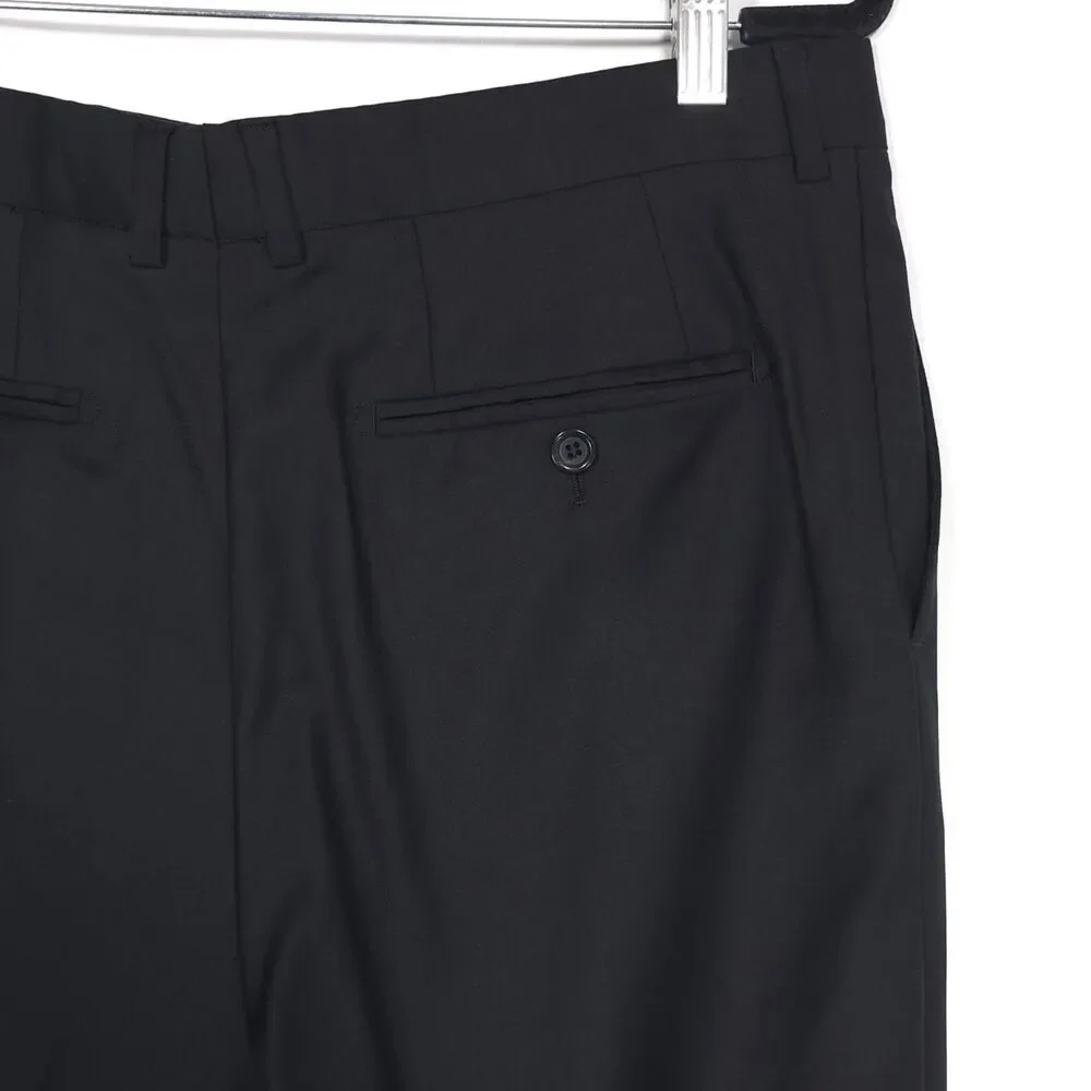 Byron Luca di Marco Men’s Dress Pants Size 52 US 34x31 Black 100% WOOL 150’s B0P
